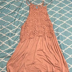 Pink floral lace tank with adjustable straps